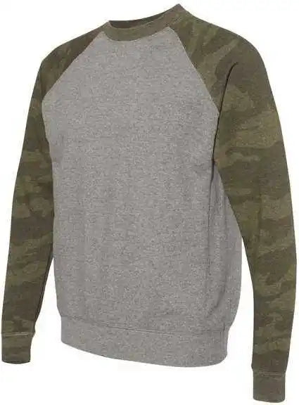 Independent Trading co Prm30sbc Unisex Special Blend Raglan Sweatshirt - Nickel Heather Forest Camo