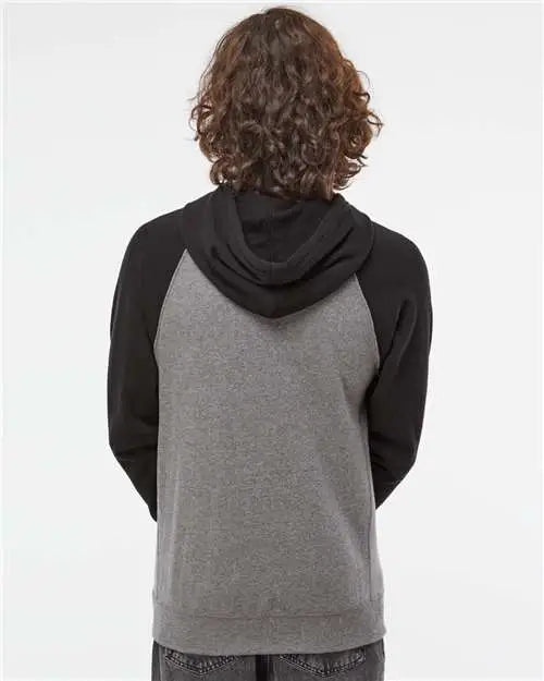 Independent Trading Co. Prm33sbp Special Blend Raglan Hooded Sweatshirt - Nickel Heather Black
