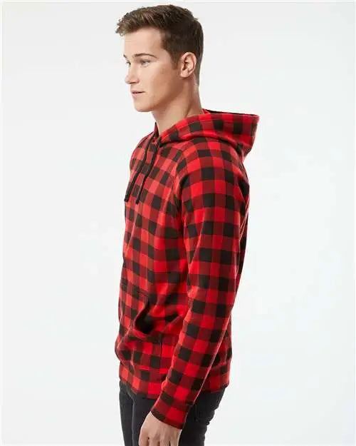 Independent Trading Co. Prm33sbp Special Blend Raglan Hooded Sweatshirt - Red Buffalo Plaid
