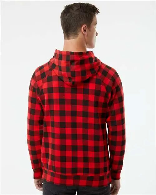 Independent Trading Co. Prm33sbp Special Blend Raglan Hooded Sweatshirt - Red Buffalo Plaid