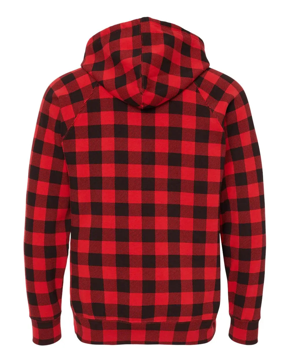 Independent Trading Co. Prm33sbp Special Blend Raglan Hooded Sweatshirt - Red Buffalo Plaid - Xs