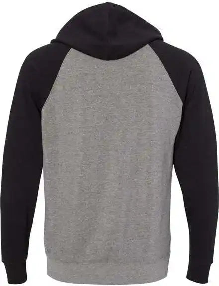 Independent Trading co Prm33sbp Unisex Special Blend Raglan Hooded Sweatshirt Nickel Heather Black