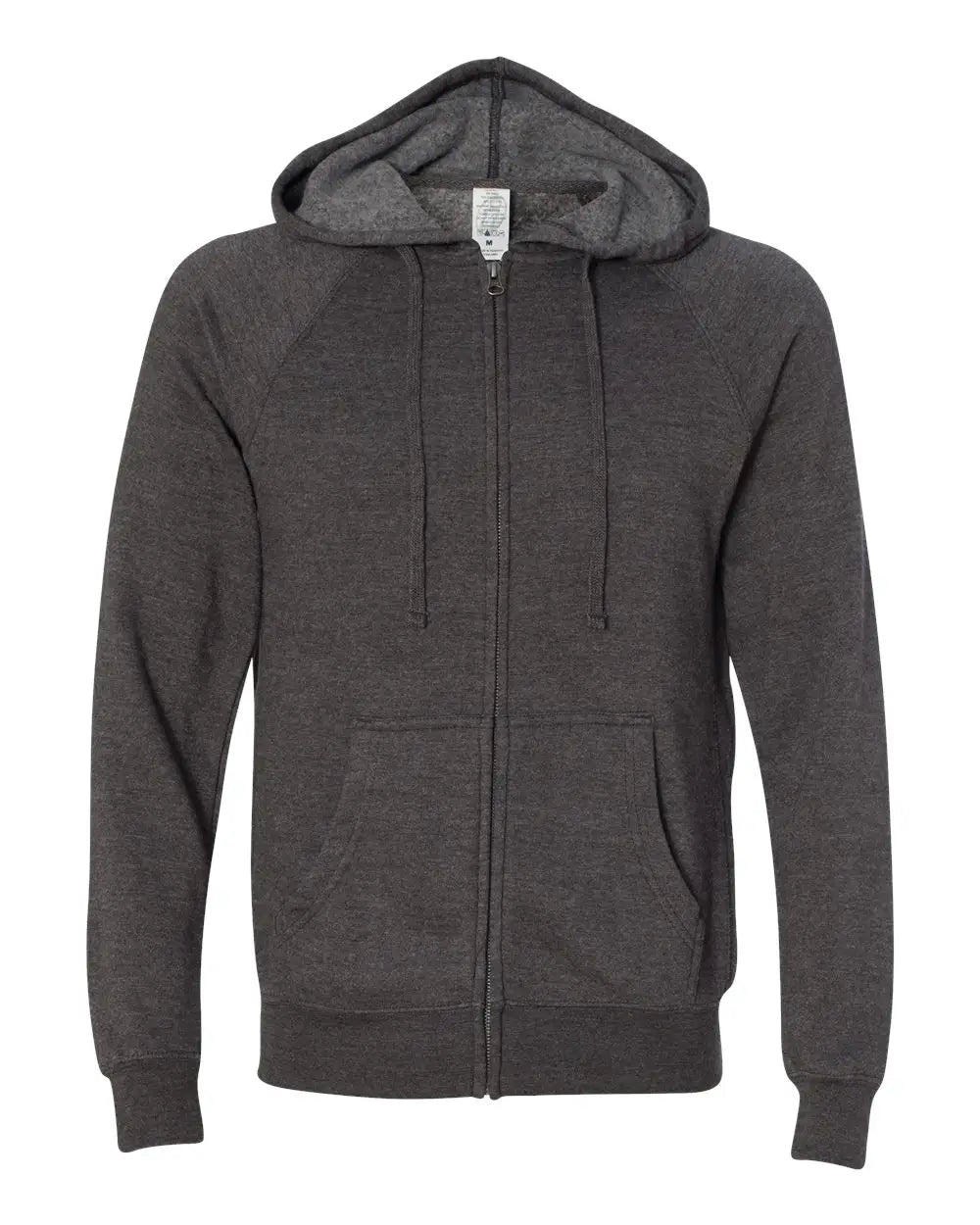 Independent Trading Co. Prm33sbz Special Blend Raglan Full-zip Hooded Sweatshirt - Carbon - Dark Gray / Xs