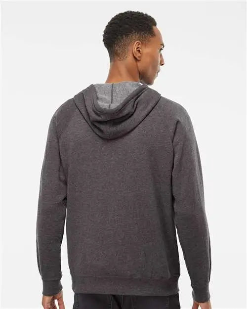 Independent Trading Co. Prm33sbz Special Blend Raglan Full-zip Hooded Sweatshirt - Carbon