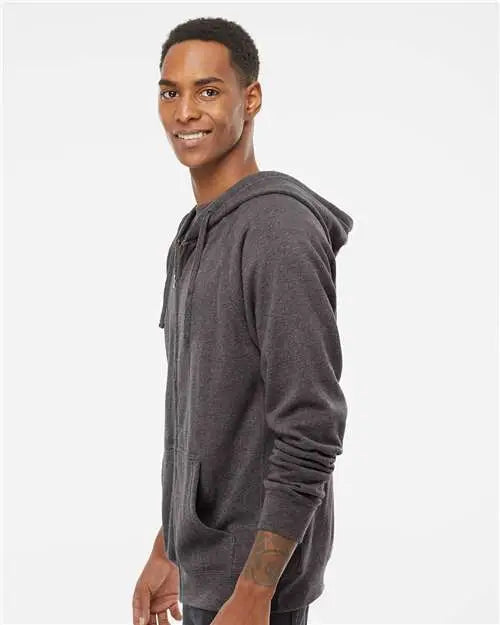 Independent Trading Co. Prm33sbz Special Blend Raglan Full-zip Hooded Sweatshirt - Carbon