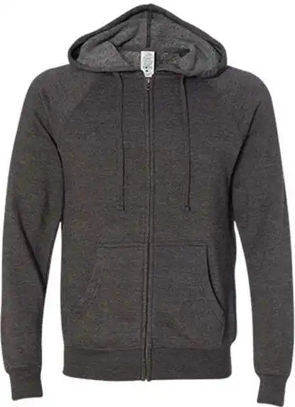 Independent Trading co Prm33sbz Unisex Special Blend Raglan Full Zip Hooded Sweatshirt Carbon