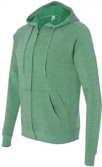 Independent Trading co Prm33sbz Unisex Special Blend Raglan Full Zip Hooded Sweatshirt Sea Green