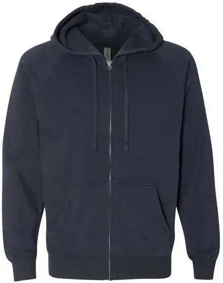 Independent Trading co Prm33sbz Unisex Special Blend Raglan Full Zip Hooded Sweatshirt Classic Navy