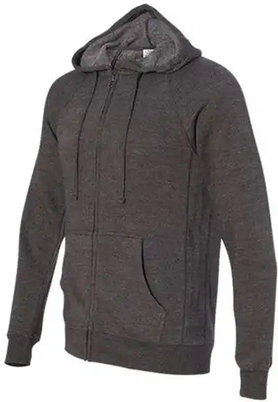 Independent Trading co Prm33sbz Unisex Special Blend Raglan Full Zip Hooded Sweatshirt Carbon