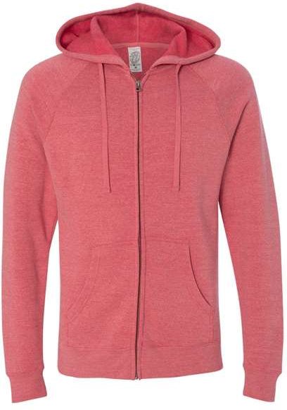 Independent Trading co Prm33sbz Unisex Special Blend Raglan Full-zip Hooded Sweatshirt - Pomegranate