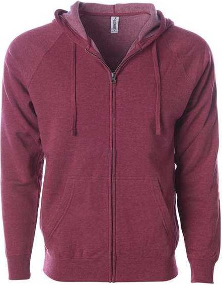 Independent Trading co Prm33sbz Unisex Special Blend Raglan Full-zip Hooded Sweatshirt - Crimson