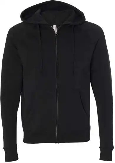 Independent Trading co Prm33sbz Unisex Special Blend Raglan Full Zip Hooded Sweatshirt Black