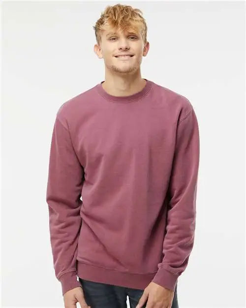 Independent Trading Co. Prm3500 Midweight Pigment-dyed Crewneck Sweatshirt - Pigment Maroon