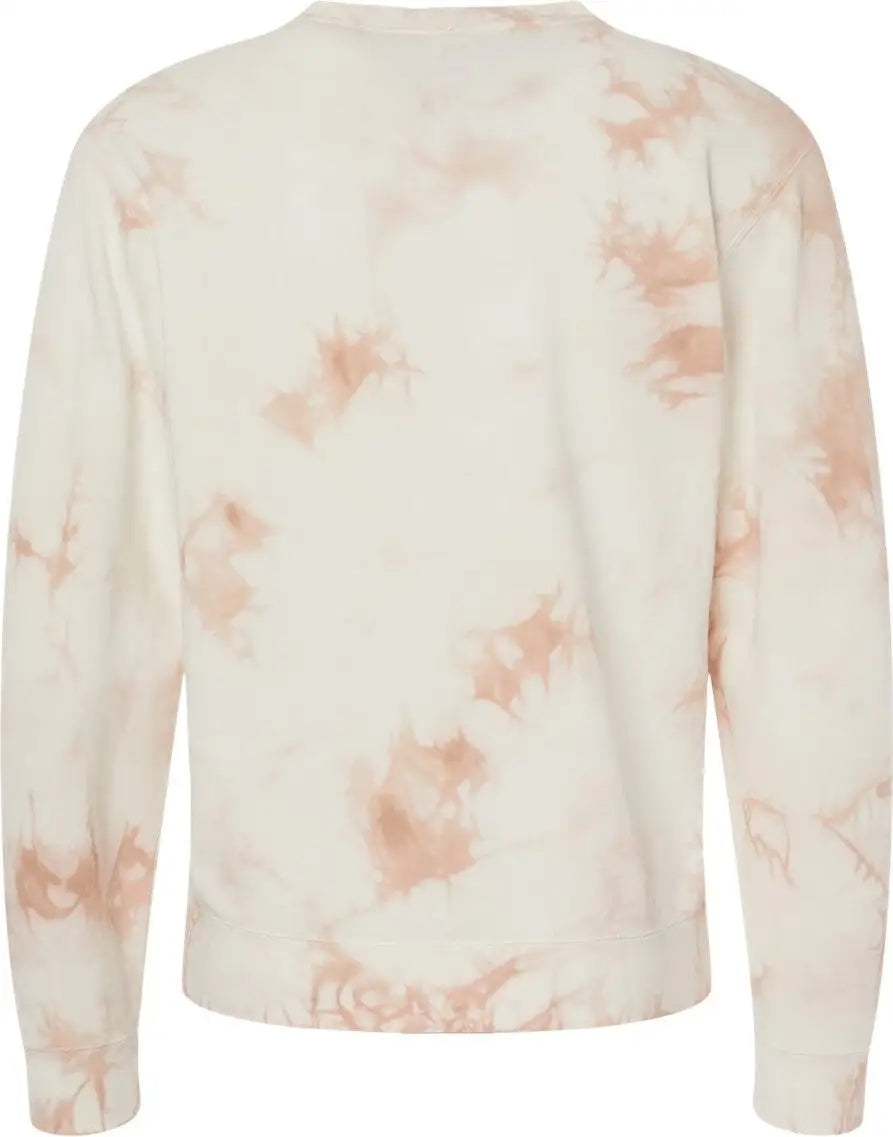 Independent Trading Co. Prm3500td Midweight Tie-dyed Crewneck Sweatshirt - Tie Dye Dusty Pink