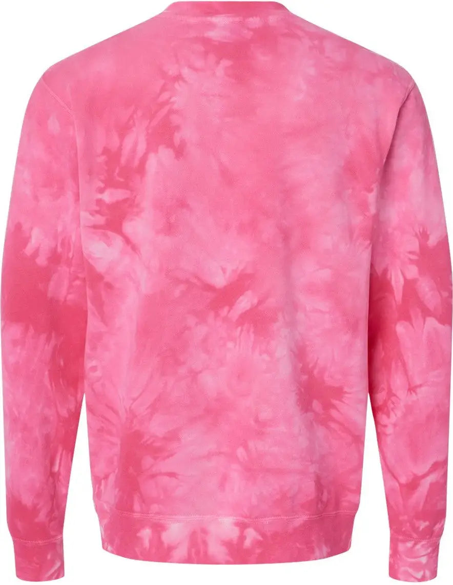 Independent Trading Co. Prm3500td Midweight Tie-dyed Crewneck Sweatshirt - Tie Dye Pink - Xs