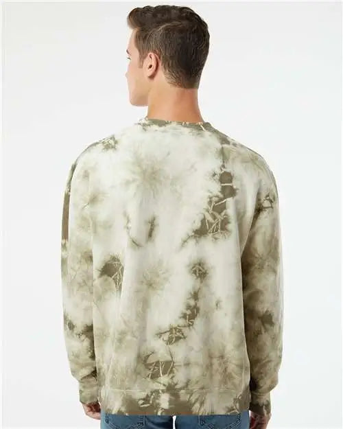 Independent Trading Co. Prm3500td Midweight Tie-dyed Crewneck Sweatshirt - Tie Dye Olive