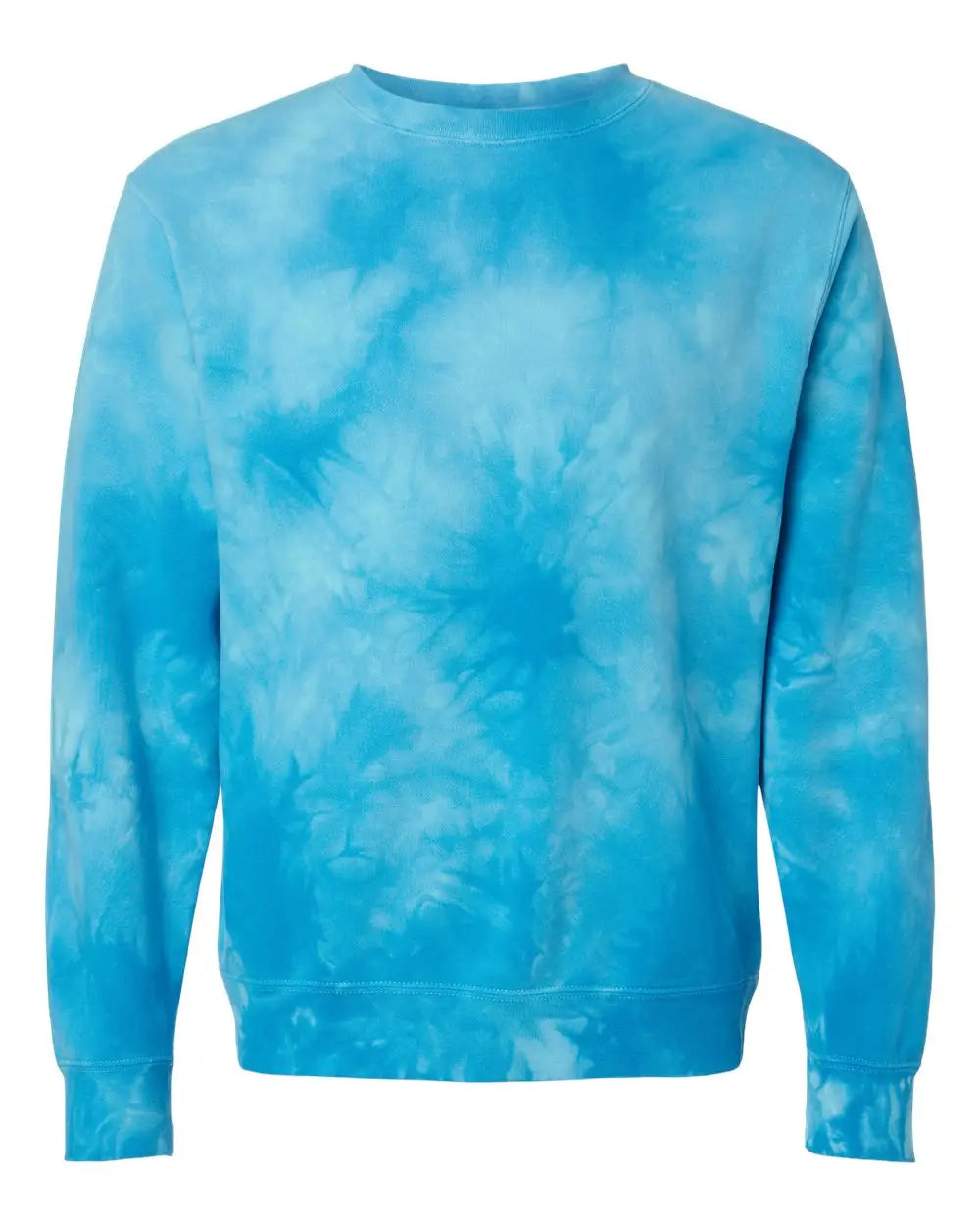 Independent Trading Co. Prm3500td Midweight Tie-dyed Crewneck Sweatshirt - Tie Dye Aqua Blue - Xs