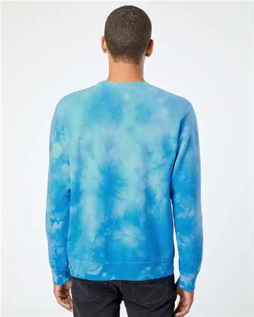 Independent Trading Co. Prm3500td Midweight Tie-dyed Crewneck Sweatshirt - Tie Dye Aqua Blue
