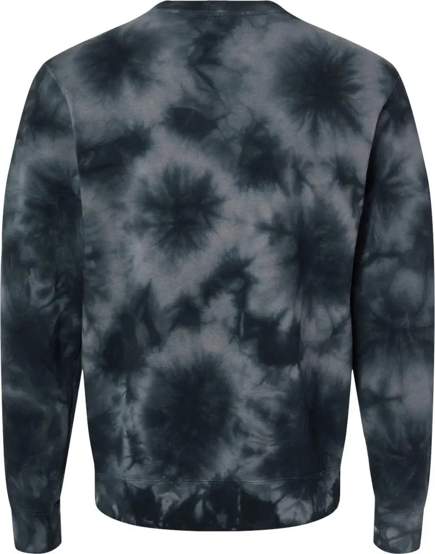 Independent Trading Co. Prm3500td Midweight Tie-dyed Crewneck Sweatshirt - Tie Dye Black - Xs