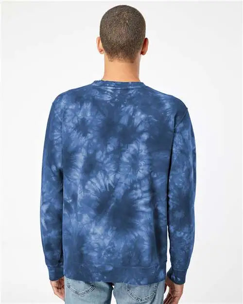 Independent Trading Co. Prm3500td Midweight Tie-dyed Crewneck Sweatshirt - Tie Dye Navy