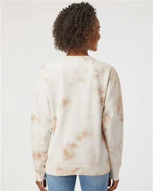 Independent Trading Co. Prm3500td Midweight Tie-dyed Crewneck Sweatshirt - Tie Dye Dusty Pink