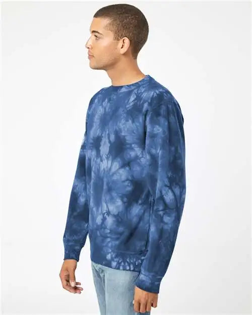 Independent Trading Co. Prm3500td Midweight Tie-dyed Crewneck Sweatshirt - Tie Dye Navy