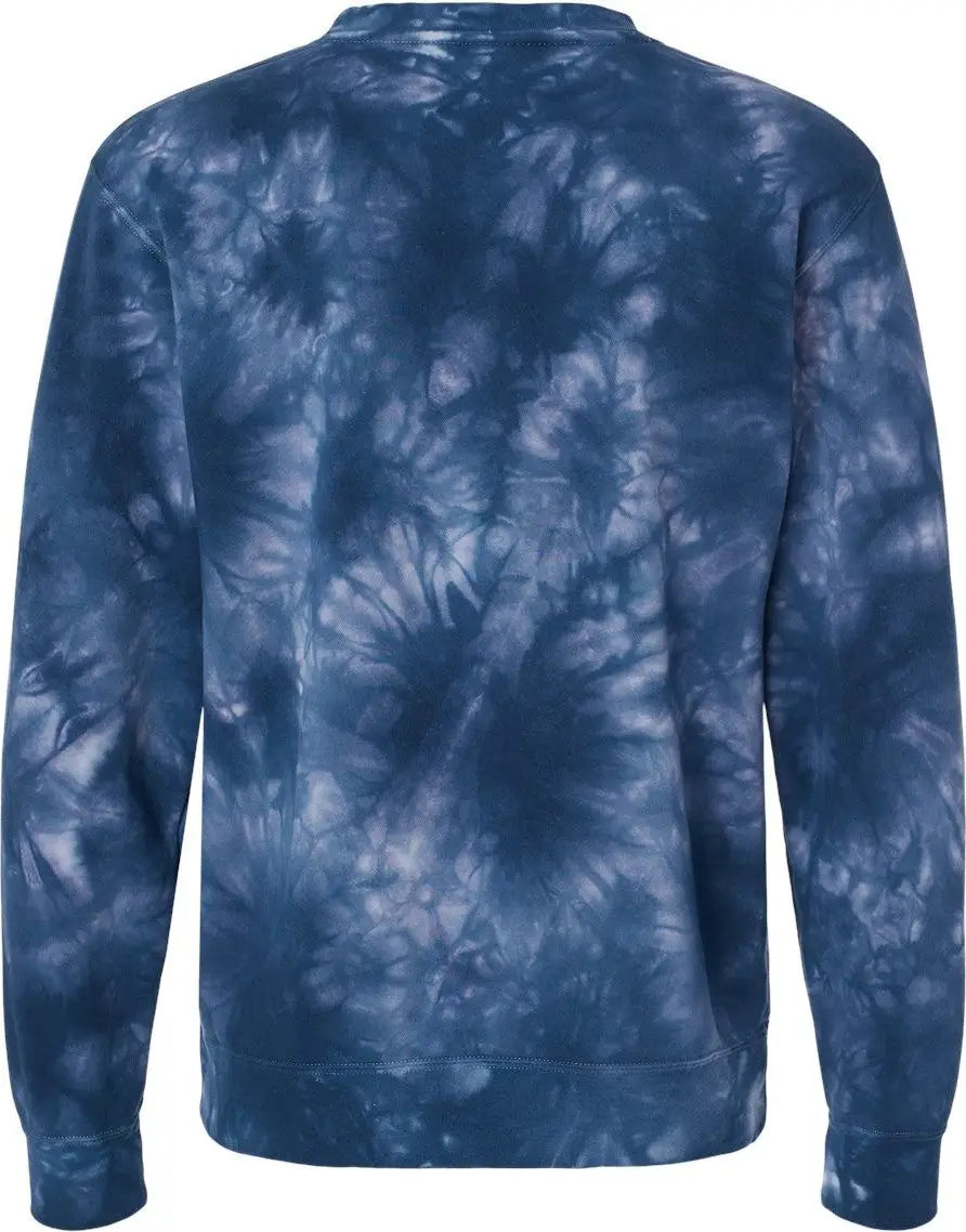 Independent Trading Co. Prm3500td Midweight Tie-dyed Crewneck Sweatshirt - Tie Dye Navy