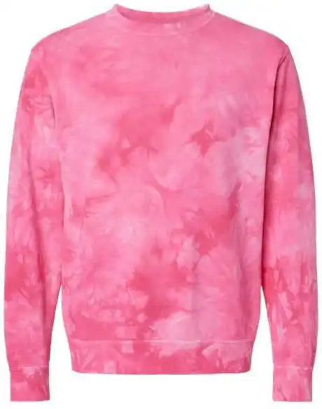 Independent Trading co Prm3500td Unisex Midweight Tie Dyed Sweatshirt Dye Pink