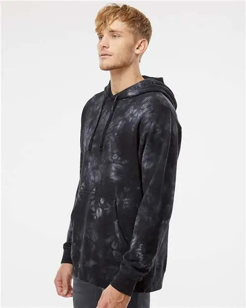 Independent Trading Co. Prm4500td Midweight Tie-dyed Hooded Sweatshirt - Tie Dye Black