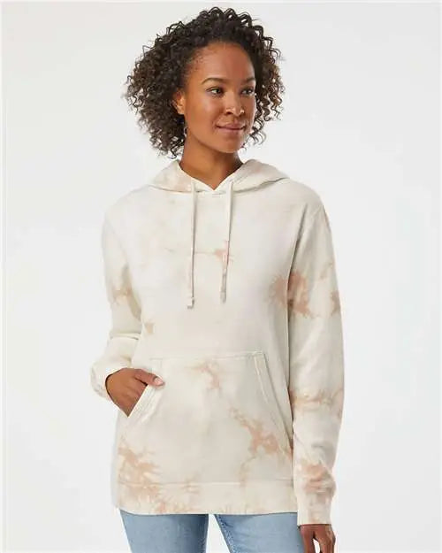 Independent Trading Co. Prm4500td Midweight Tie-dyed Hooded Sweatshirt - Tie Dye Dusty Pink