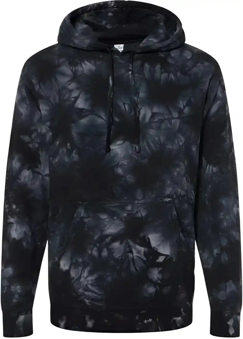 Independent Trading co Prm4500td Unisex Midweight Tie Dyed Hooded Sweatshirt Dye Black