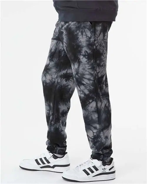 Independent Trading Co. Prm50pttd Tie-dyed Fleece Pants - Tie Dye Black