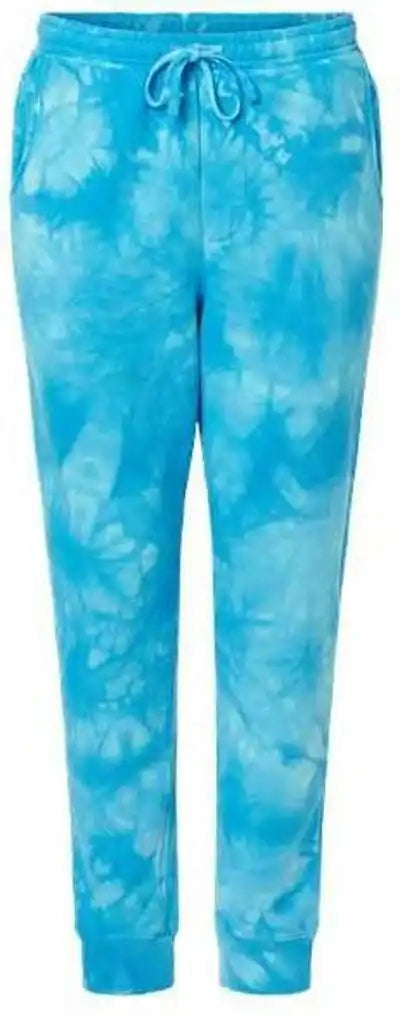 Independent Trading co Prm50pttd Tie-dyed Fleece Pants - Tie Dye Aqua Blue