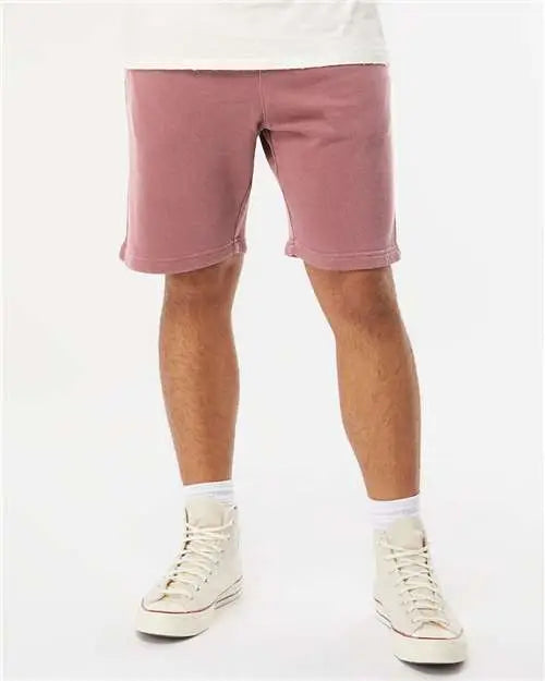 Independent Trading Co. Prm50stpd Pigment-dyed Fleece Shorts - Pigment Maroon