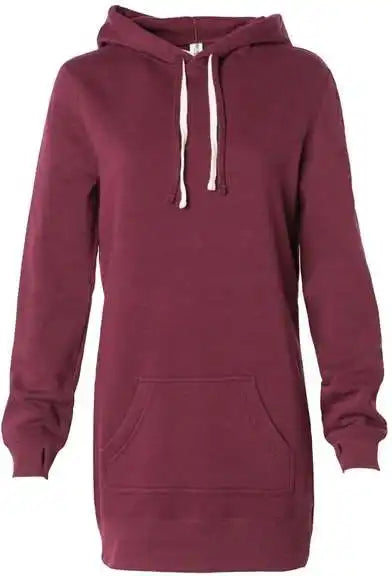 Independent Trading co Prm65drs Womens Special Blend Hooded Sweatshirt Dress - Maroon