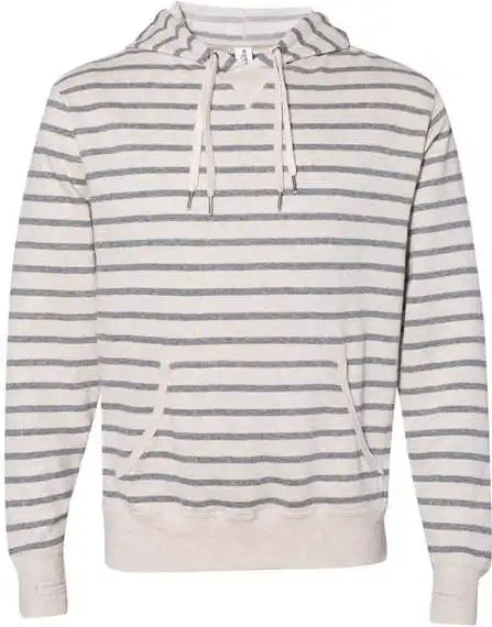 Independent Trading co Prm90ht Unisex Midweight French Terry Hooded Sweatshirt - Oatmeal Heather Salt & Pepper Stripe