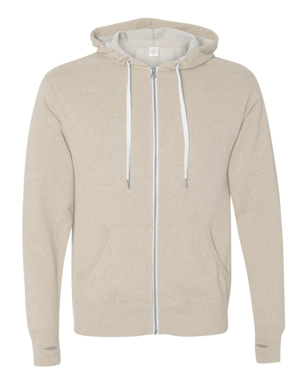 Independent Trading Co. Prm90htz Heathered French Terry Full-zip Hooded Sweatshirt - Oatmeal Heather - Sand / Xs
