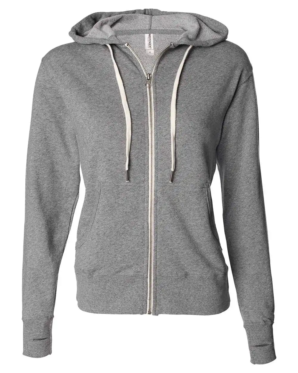 Independent Trading Co. Prm90htz Heathered French Terry Full-zip Hooded Sweatshirt - Salt Pepper - & / Xs