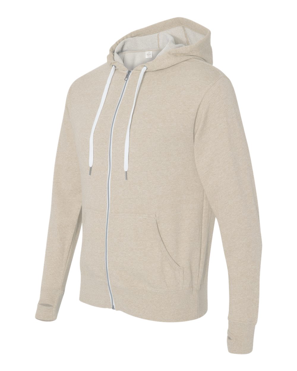 Independent Trading Co. Prm90htz Heathered French Terry Full-zip Hooded Sweatshirt - Oatmeal Heather - Sand / Xs