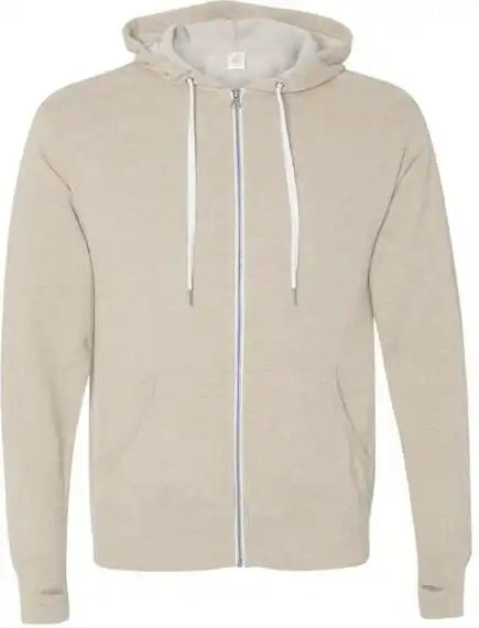 Independent Trading co Prm90htz Unisex Heathered French Terry Full-zip Hooded Sweatshirt - Oatmeal Heather