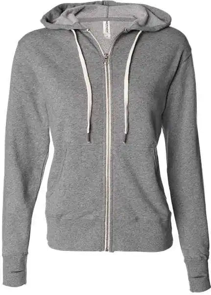 Independent Trading co Prm90htz Unisex Heathered French Terry Full Zip Hooded Sweatshirt Salt &amp; Pepper