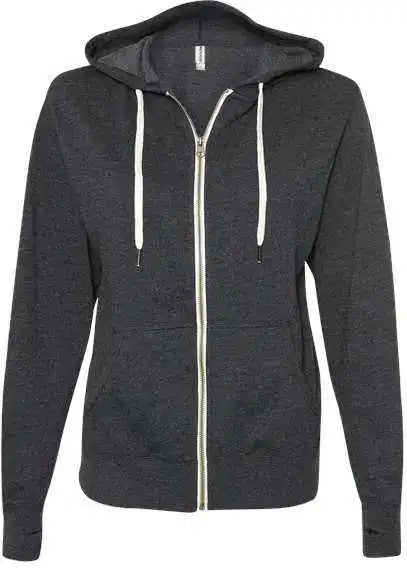 Independent Trading co Prm90htz Unisex Heathered French Terry Full Zip Hooded Sweatshirt Charcoal Heather