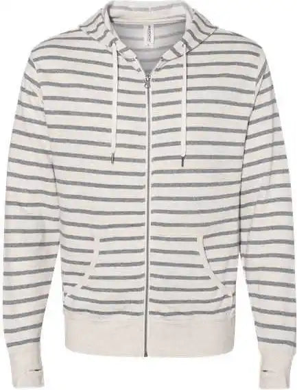 Independent Trading co Prm90htz Unisex Heathered French Terry Full-zip Hooded Sweatshirt - Oatmeal Heather Salt &amp;