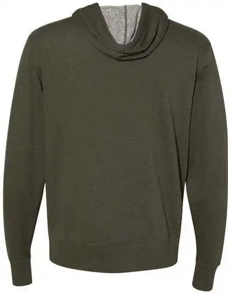 Independent Trading co Prm90htz Unisex Heathered French Terry Full Zip Hooded Sweatshirt Olive Heather