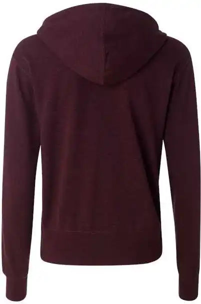 Independent Trading co Prm90htz Unisex Heathered French Terry Full-zip Hooded Sweatshirt - Burgundy Heather