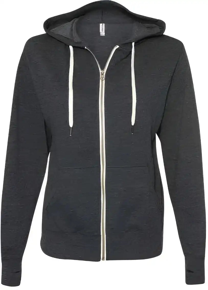 Independent Trading co Prm90htz Unisex Heathered French Terry Full-zip Hooded Sweatshirt - Charcoal Heather