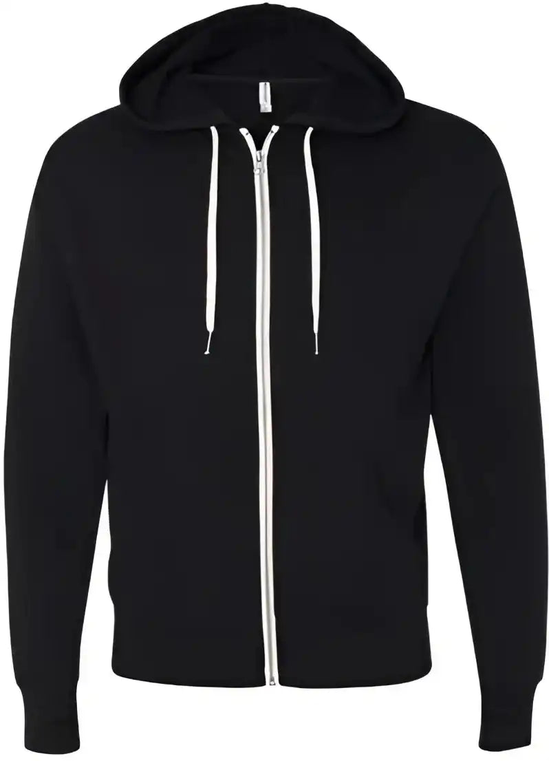 Independent Trading co Prm90htz Unisex Heathered French Terry Full Zip Hooded Sweatshirt Black