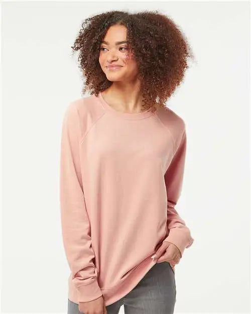 Independent Trading Co. Ss1000c Icon Lightweight Loopback Terry Crewneck Sweatshirt - Rose
