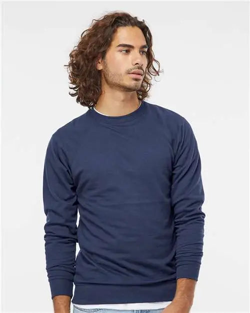 Independent Trading Co. Ss1000c Icon Lightweight Loopback Terry Crewneck Sweatshirt - Indigo