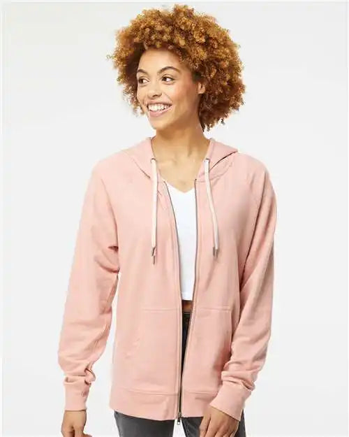 Independent Trading Co. Ss1000z Icon Lightweight Loopback Terry Full-zip Hooded Sweatshirt - Rose